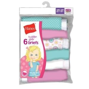 Hanes TAGLESS Toddler Girls' Cotton Briefs 6-Pack TP30AS