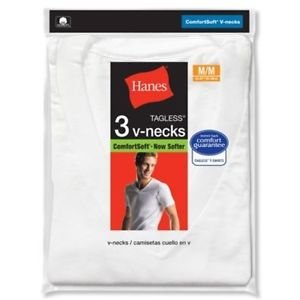 Hanes 100% Cotto Men's ComfortSoft V-Neck Undershirt 3-Pack - White 1A0703