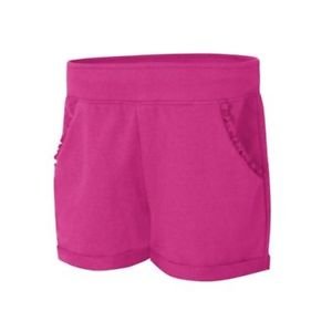 Hanes Girls' CottonSummer Ruffle Pocket Shorts in Amaranth, Size Medium KOK263