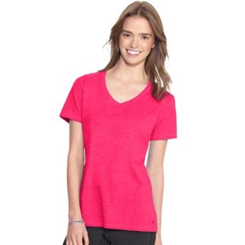 Champion Authentic Women's Jersey V-Neck Tee HBI_CH8875 Medium, Color Pink Bloom