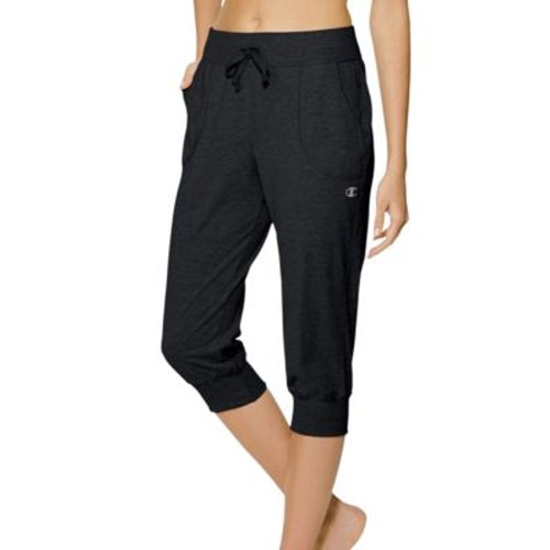 Champion Authentic Women's Jersey Banded Knee Pants, Black, Size: XL