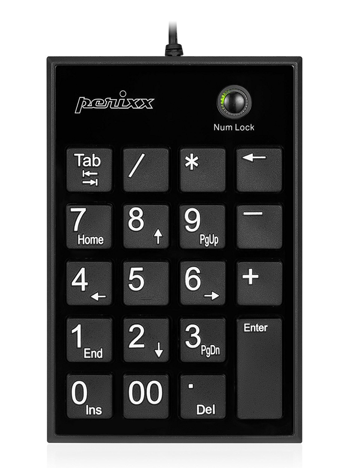 Perixx PERIPAD-202HB, Numeric Keypad for Laptop - USB - Built-in 2xUSB Hub - Tab Key Feature