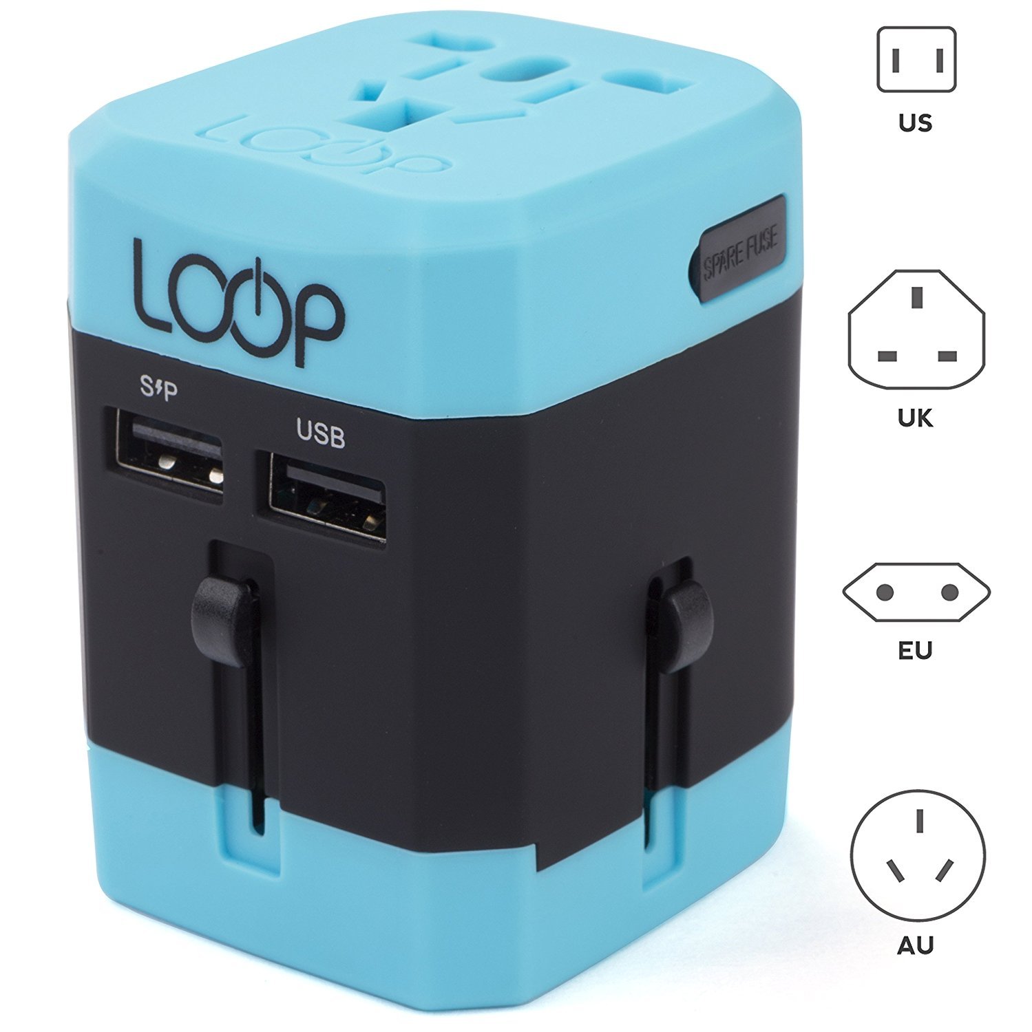 LOOP BEST Worldwide Travel Adapter with Dual USB Charging Ports International..