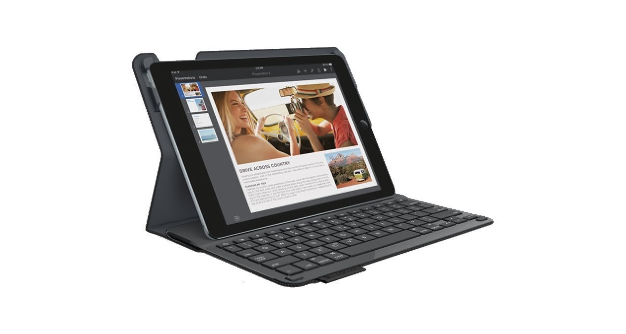 Logitech 920-006576 Protective Case with Integrated Keyboard for iPad Air 2 (Woven Black)