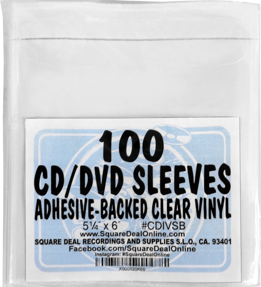 CDIVSB CD Sleeves 5.25" x 6" Adhesive Backed