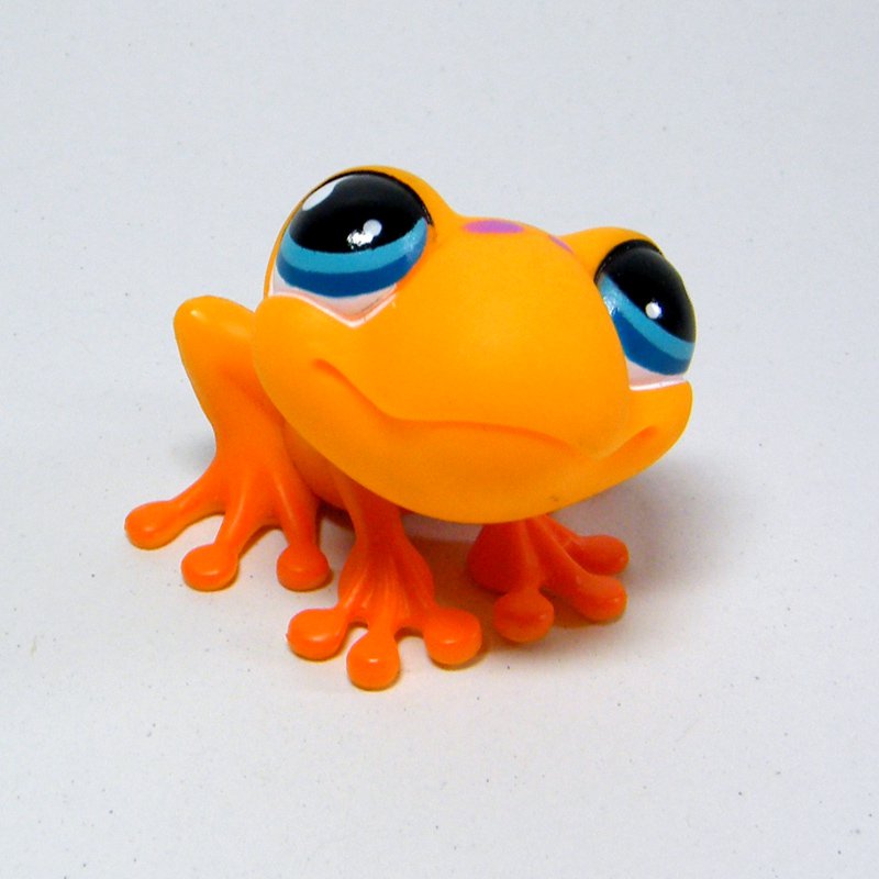 Littlest Pet Shop # 874 Orange TREE FROG Purple Spots Blue Teardrop Eyes LPS