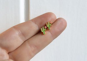Cactus earrings - kawaii handmade tiny cacti enamel stud / post earrings