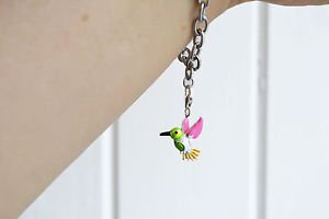 Hummingbird charm – trendy kawaii enamel metal hummingbird lobster clasp charm