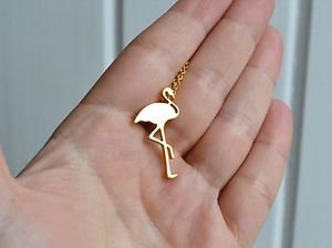 Flamingo necklace - kitsch kawaii flamingo bird gold chain necklace