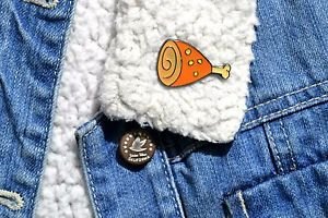 Ham enamel pin - kawaii trendy enamel ham drumstick pin badge brooch