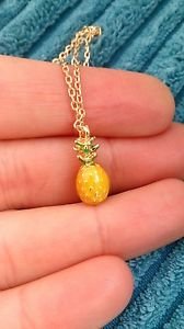 Pineapple necklace - tiny pineapple fruit enamel chain necklace