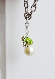 Frog charm – trendy kawaii enamel metal frog pearl lobster clasp charm