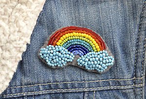Rainbow brooch - handmade beaded cute fantasy rainbow kawaii trendy brooch pin