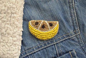 Lemon brooch - handmade beaded lemon tropical fruit kawaii trendy brooch pin