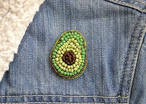 Avocado brooch - handmade beaded avocado fruit kawaii trendy brooch pin