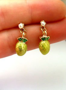Pineapple earrings – trendy enamel dangle earrings