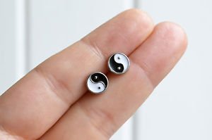 Yin Yang earrings – handmade tiny festival grunge 90s fashion enamel studs