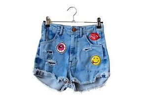Festival denim shorts - up-cycled patch embroidery Desert Studio jean shorts
