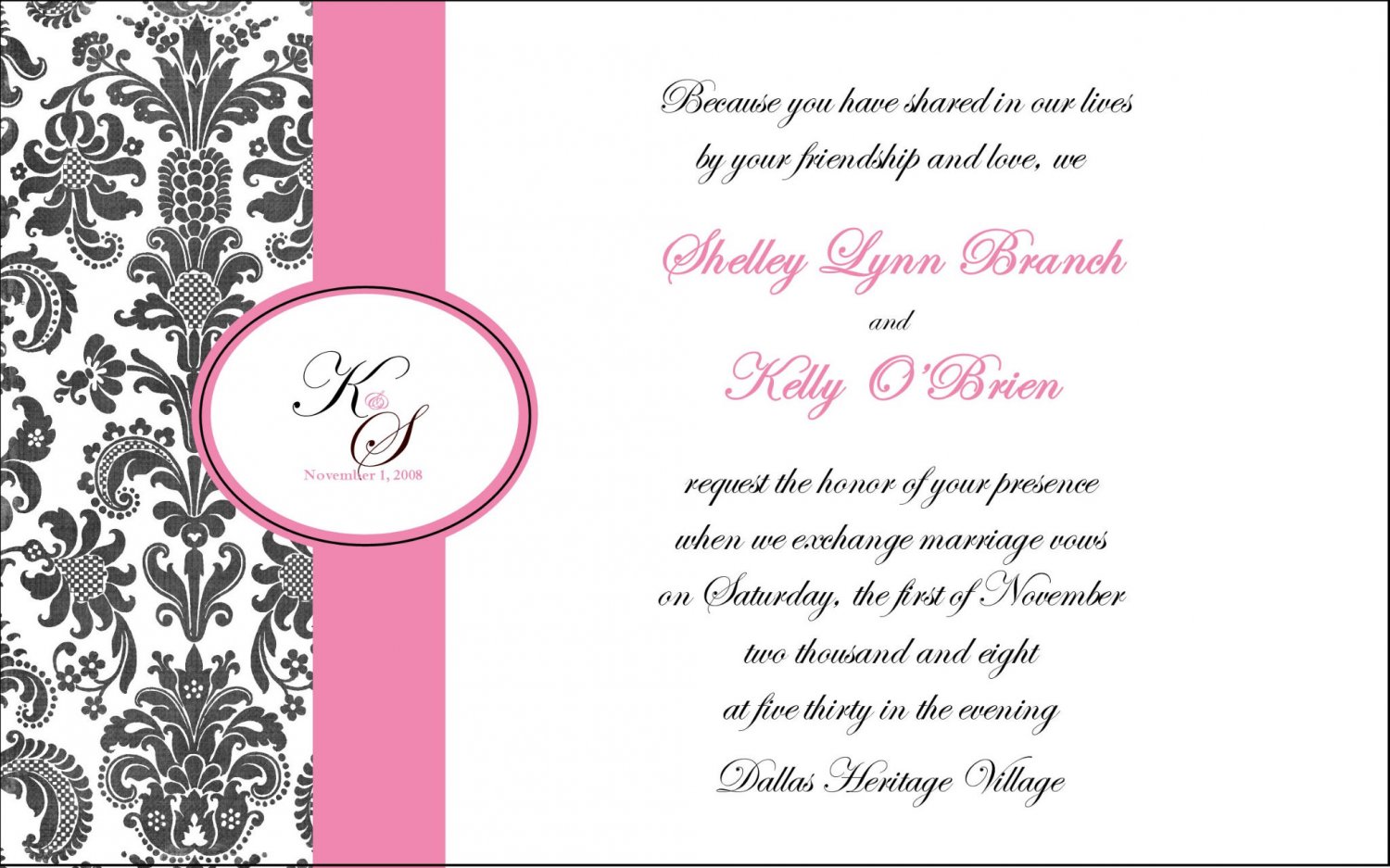 Personalized Damask Wedding Invitations & RSVP - Elegant Wedding Invitations