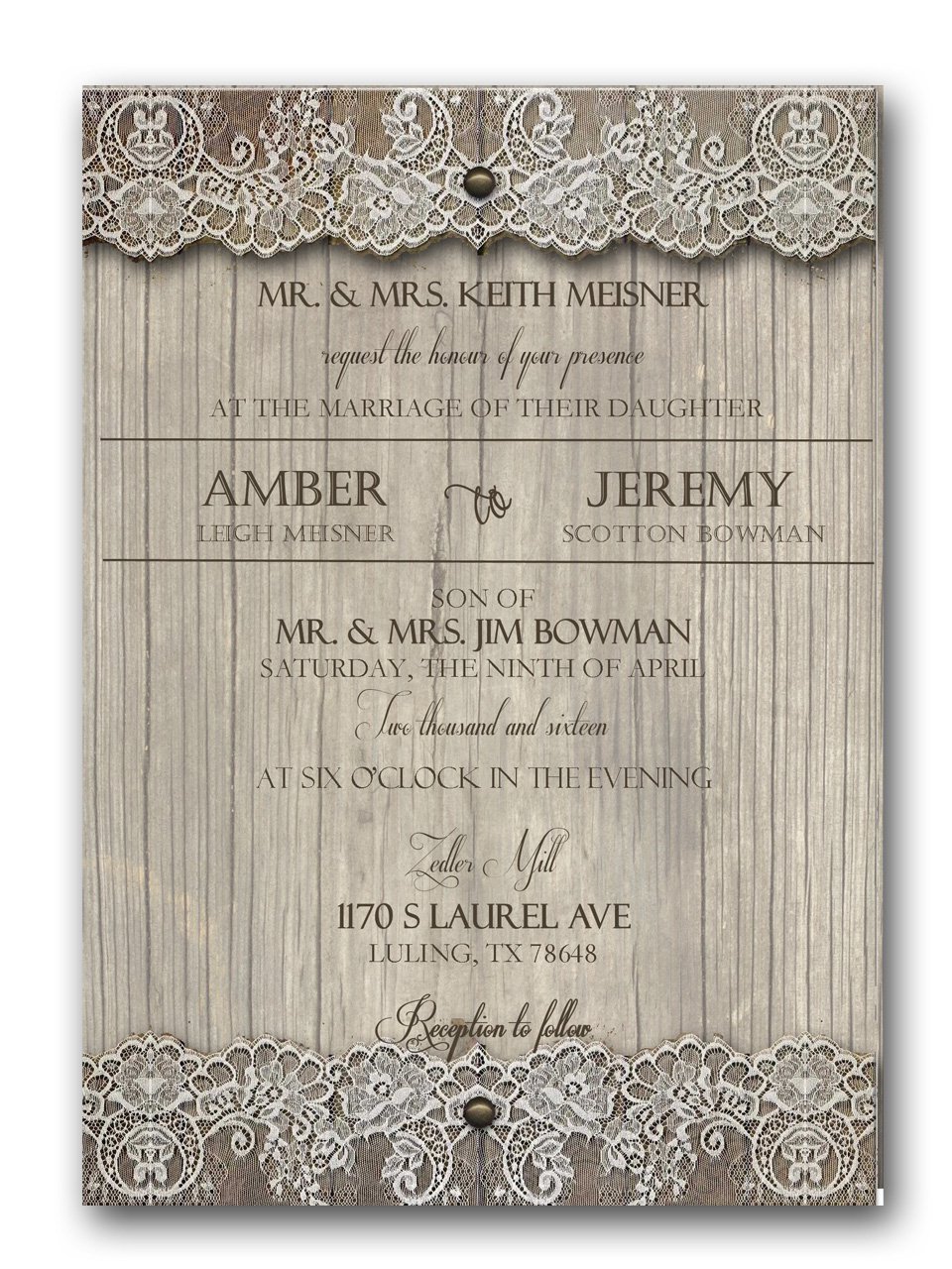 Country Affair Rustic Wedding Invitation & RSVP