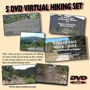 5 DVD VIRTUAL HIKING SET, great for use with treadmill, or stair stepper