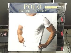 Polo Ralph Lauren Classic Fit Three 3 Pack Cotton Crew Neck Tee Shirt BLACK