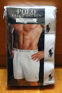 Polo Ralph Lauren Classic Cotton Three 3 Knit Boxer Shorts White with Black Logo