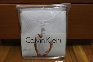 Men's Calvin Klein 3 Three Pack Classic Fit 100% Cotton V-Neck Tees Shirt WHITE