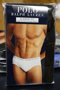 Polo Ralph Lauren Classic Fit Four 4 Pack Cotton Low Rise Briefs Underwear BLACK