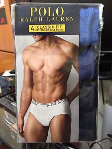 Polo Ralph Lauren Classic Fit Four 4 Pack Cotton Low Rise Briefs Underwear Blue