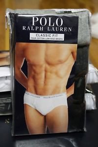 Polo Ralph Lauren Classic Fit Four 4 Pack Cotton Low Rise Briefs Underwear GREY