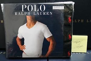 Polo Ralph Lauren Classic Fit Three 3 Pack Cotton V-Neck T Tee Shirt BLACK