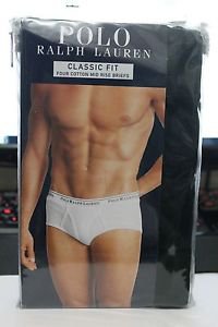 Polo Ralph Lauren Classic Fit Four 4 Pack Cotton Mid Rise Briefs Underwear BLACK