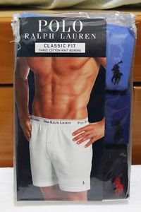Polo Ralph Lauren Classic Fit 3 Three Pack Cotton Knit Boxer Sky Royal Navy Blue
