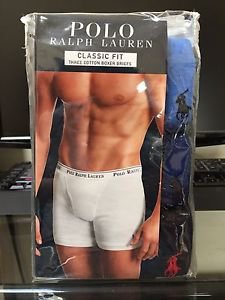 Polo Ralph Lauren 3 Three Cotton Classic Fit Boxer Brief Sky Blue Royal Navy