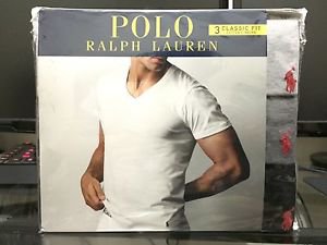 Polo Ralph Lauren Classic Fit Three 3 Pack Cotton V Neck T Tee Shirt Grey Multi
