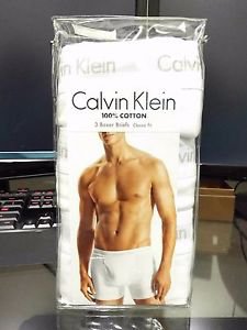Calvin Klein 3 Pack Boxer Briefs Cotton Underwear Classic Fit WHITE MSRP $39.50