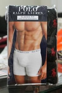 Polo Ralph Lauren Classic Fit Three 3 Pack Cotton Boxer Briefs Black Red Logo