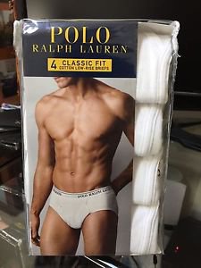 Polo Ralph Lauren Classic Fit Four 4 Pack Cotton Low Rise Briefs Underwear White