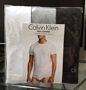 Calvin Klein 3 Three Pack Cotton Crew Neck Tees T Shirt Multi Gray White Black