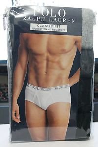 Polo Ralph Lauren Classic Fit Four 4 Pack Cotton Mid Rise Briefs Underwear MULTI BLACK GRAY GREY