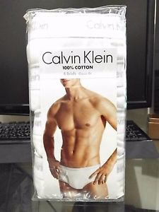 Calvin Klein 4 Pack Briefs Cotton Underwear Classic Fit WHITE MSRP $39.50 CHOOSE YOUR SIZE