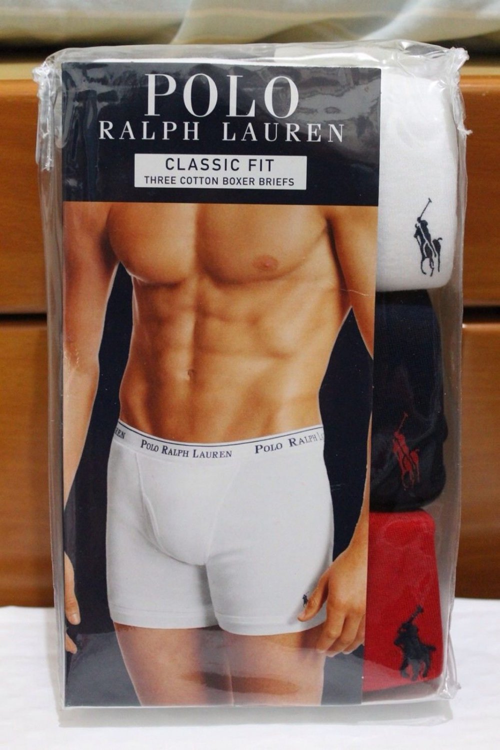 Polo Ralph Lauren Classic Fit Three Pack Cotton Boxer Brief White Navy Blue Red