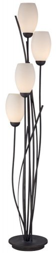 Black Metal and White Glass Tulip 4 Light Floor Lamp