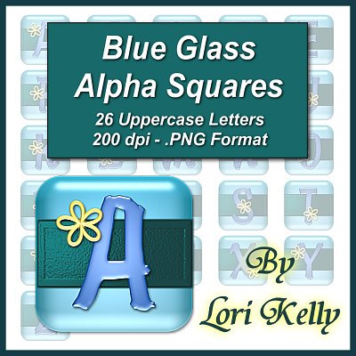 Blue Glass Alpha Squares - ON SALE!