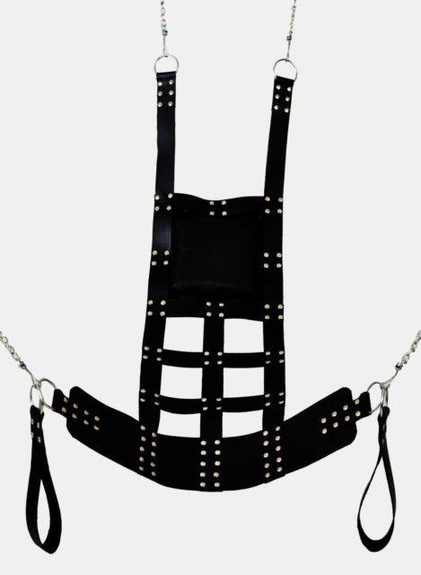 LEATHER SEX SLING/SWING WITH CUSHION & STIRRUPS