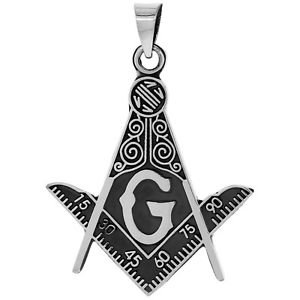 MASONIC NECKLACE STERLING SILVER 925 Handmade Compass Pendant Mason Master G