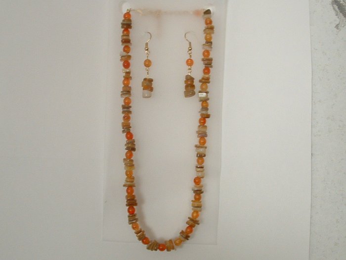 Natural Gemstone Necklace With Earrings Set