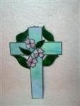 DOGWOOD CROSS STAINED GLASS SUNCATCHER HANDCRAFTED