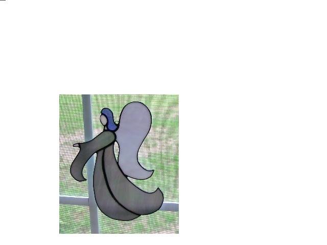 GREY ANGEL OF STAINED GLASS HANDCRAFTED SUNCATCHER
